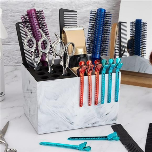 Hair Salon Scissor Storage Holder, Marble Pattern Hairdresser Shears Rack - Picture 7 of 7